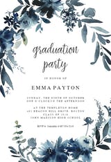 Indigo Flowers - Graduation Party Invitation